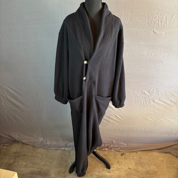 FP Beach Free People‎ Black Jumpsuit Cozy Fleece Lounge Romper Womens Size S